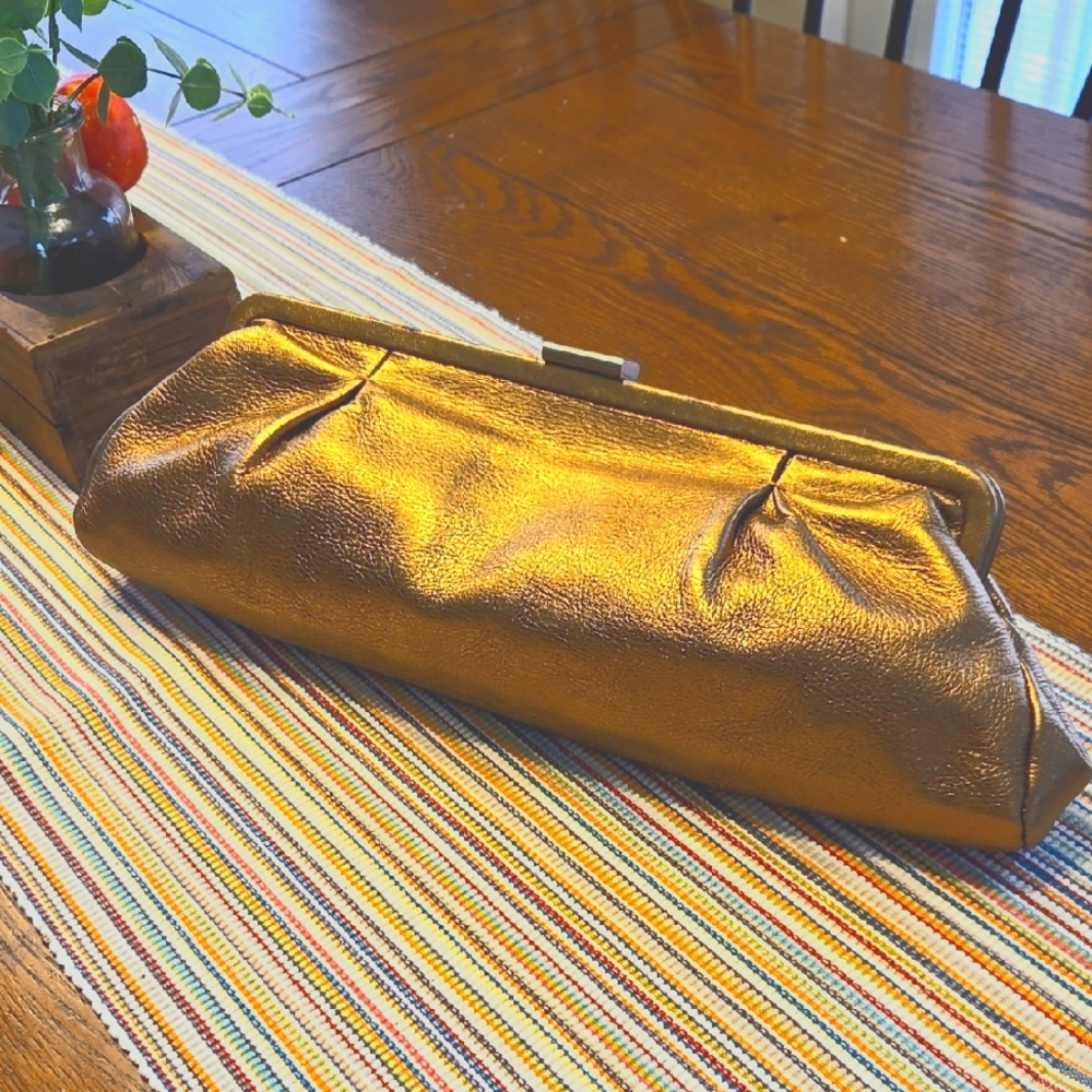 Terry Lewis  bronze leather clutch